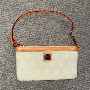 Dooney & Bourke Tan and Cream Logo Wristlet